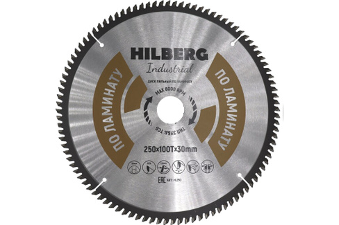 Диск пильный Industrial Ламинат (250x30 мм; 100Т) Hilberg HL250