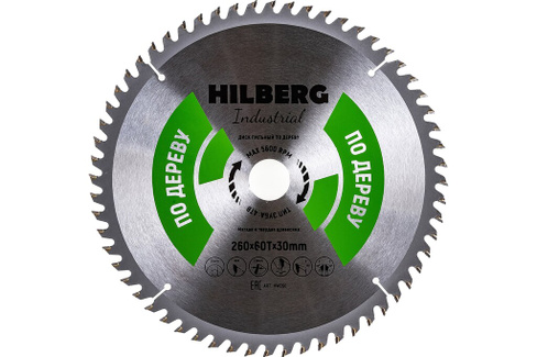 Диск пильный Industrial Дерево (260x30 мм; 60Т) Hilberg HW260