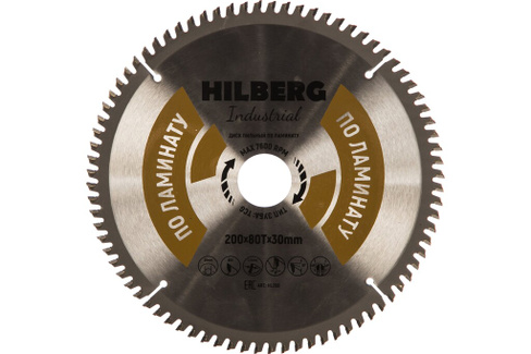 Диск пильный Industrial Ламинат (200x30 мм; 80Т) Hilberg HL200