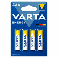 Батарейки алкалиновые "мизинчиковые" КОМПЛЕКТ 4 шт VARTA ENERGY, ААА (LR03,15А) блист, 4103229414