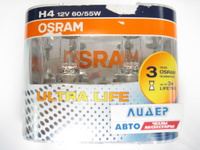 Лампы OSRAM 12B H4 60/55W ULTRA LIFE 64193ULT