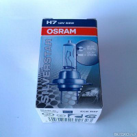 Автолампа галогенная Osram Silverstar H7 55W +50% бокс 2 шт