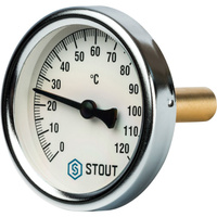 Термометр биметаллический с погружной гильзой STOUT 1/2" 63 мм, штуцер 50мм