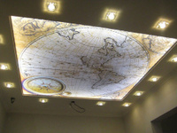 Печать на потолке Карта Мира
