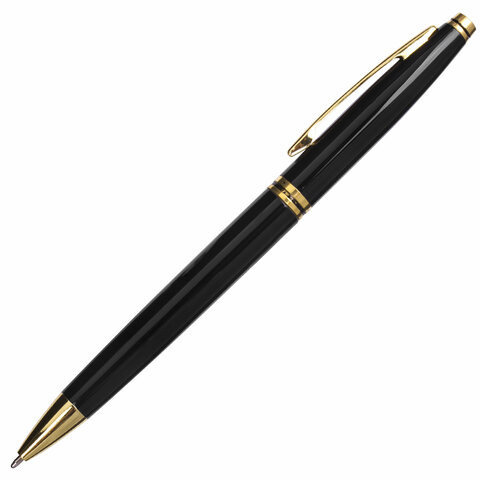 Ручка подарочная шариковая BRAUBERG De Luxe Black корпус черный узел 1 мм линия письма 07 мм синяя 141411
