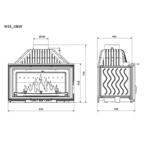 Каминная чугунная топка Kaw-Met W16 (18.0 кВт)