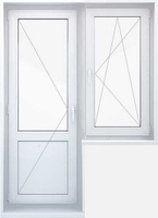Балконный блок Kaleva Design Plus. Окно 800x1415, дверь 700x1800