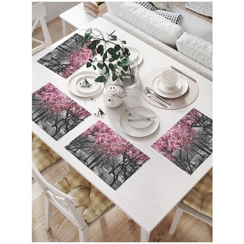 Комплект салфеток JoyArty "Черно-белые деревья" для сервировки стола (32х46 см, 4 шт.)