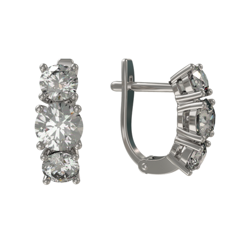 Серьги из серебра 925 пробы с фианитами, 1028912-01210