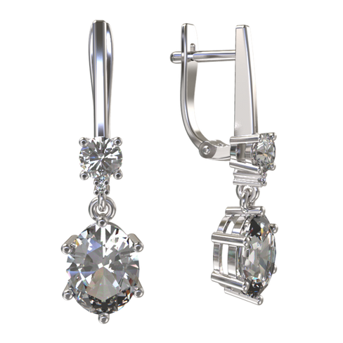 Серьги из серебра 925 пробы с фианитами, 1032422-01110