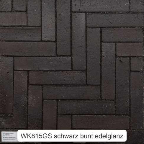 Тротуарный клинкер WK815GS 240х55х52 Schwarz bunt edelglanz, без фаски
