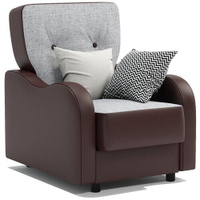 Кресло для отдыха Классика В серый шенилл и экокожа шоколад Шарм-Дизайн