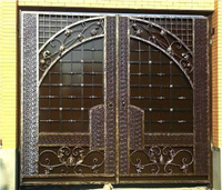 Гаражные ворота металлические распашные с элемент. ковки, размер 3*3 м ГВ12
