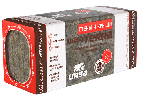 Утеплитель Ursa Terra 36 PN cтены и крыши 50х610х1250