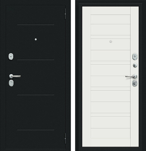 Входная дверь "Сити Кале" Букле черное/Off-white