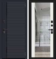 Входная дверь с зеркалом "Лайнер-3", Total Black/Off-white