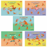 Альбом для рисования А4 40 л. скоба обложка картон выборочный лак HATBER 205х290 мм Fox Rules 5 видов 40А4В