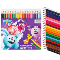 Цветные карандаши, 24 цвета, шестигранные, смешарики Смешарики