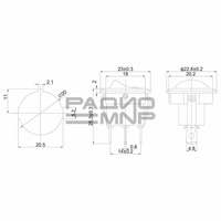 Переключатель круглый с подсветкой RWB-215 (KCD1-202/MN) on-off, 3 контакта