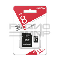 Карта памяти Micro SDHC 8GB SmartBuy (Class 10) с адаптером SD