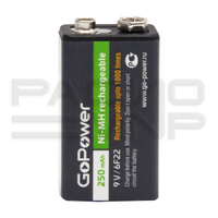 Аккумулятор 6F22 9V, 250 mAh Ni-Mh "GoPower" BL-1