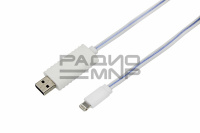 USB кабель шт.USB (A) - шт.Lightning 1,0м светящийся, голубой "Rexant"