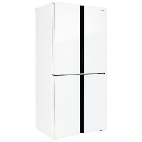 Холодильник HIBERG RFQ-500DX NFGW inverter отдельностоящий, 4 двери, 545 л, белое мерцающее стекло
