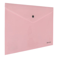 Папка-конверт с кнопкой BRAUBERG Pastel А4 до 100 листов непрозрачная персиковая 018 мм 270476