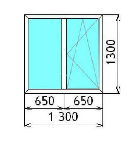 Окно алюминиевое Alroks теплое 1305х1305 двухкамерное двухстворчатое