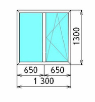 Окно алюминиевое Krams теплое 1305х1305 трехкамерное двухстворчатое