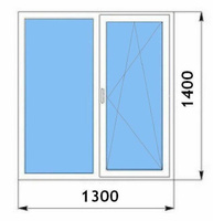 Окно алюминиевое Alroks холодное 130х140 четырехкамерное двухстворчатое поворотно-откидное