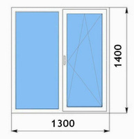 Окно ПВХ Proplex 1300х1400 мм двухкамерное двухстворчатое поворотно-откидное