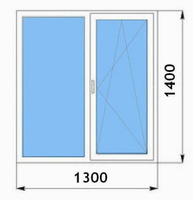 Окно алюминиевое Alroks теплое 1305х1405 трехкамерное двухстворчатое