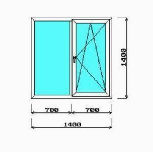 Окно алюминиевое Krams теплое 1405х1405 трехкамерное двухстворчатое