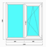 Окно алюминиевое Krauss холодное 120х120 четырехкамерное двухстворчатое