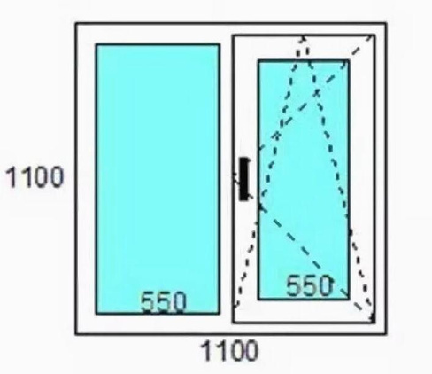 Окно алюминиевое Alroks теплое 1100х1100 трехкамерное двухстворчатое