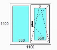 Окно алюминиевое Alroks теплое 1100х1100 двухкамерное двухстворчатое