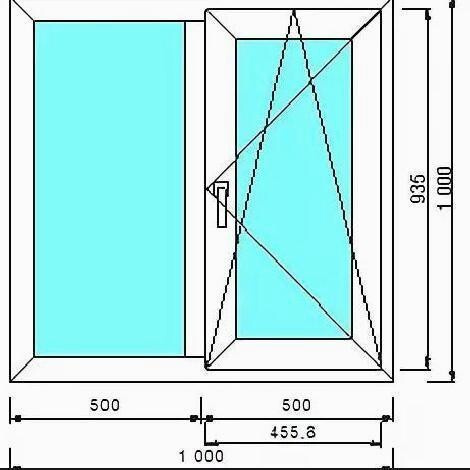 Окно алюминиевое Alroks теплое 1005х1005 четырехкамерное двухостворчатое