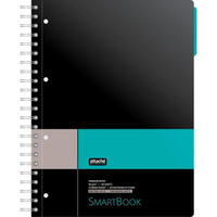 Бизнес-тетрадь Attache Selection Smartbook А4 120 листов серая/бирюзовая в клетку на спирали (238х299 мм)