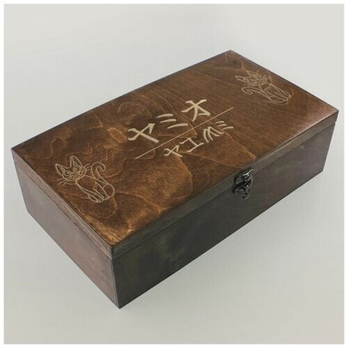 Коробка для чайных пакетиков Чайница из дерева, 4 отделения с узором аниме, ведьмина служба доставки, кот - 147 ArtWOOD