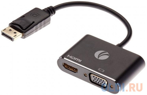 Кабель-переходник DisplayPort(M) ---> HDMI(F)+VGA(F)4K@30Hz VCOM Allum shell