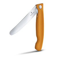 Нож кухонный Victorinox Swiss Classic, для овощей, 110мм, заточка серрейтор, стальной, оранжевый [6.7836.f9b]