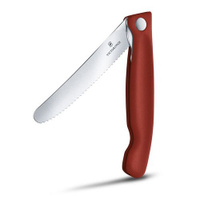 Нож кухонный Victorinox Swiss Classic, столовый, 110мм, заточка серрейтор, стальной, красный [6.7831.fb]