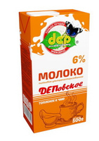 Молоко ДЕПовское ультрапастеризованное топленое к чаю 6% 500 г 24 шт