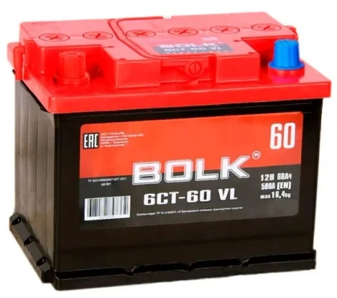 Аккумулятор BOLK 6СТ-60VL (60Ач EN500A п.п.)