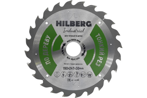 Диск пильный по дереву Industrial (190х30 мм; 24Т; тонкий рез) Hilberg HWT1