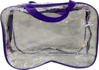 Косметичка 23х32х17 ПВХ, прозрачная фиолетовая окантовка Акцент