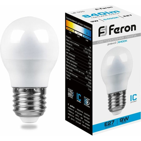 Светодиодная лампа FERON LB-550 9W 230V E27 6400K