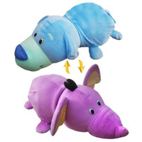 Мягкая игрушка 1 TOY Вывернушка Голубой щенок-Фиолетовый слон, 25 см, голубой