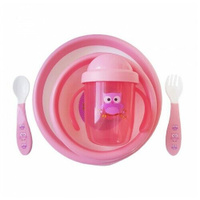 Комплект посуды Uviton Сова (0144/03), розовый
